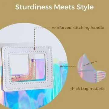 VUOJUR 3pcs Holographic Small Gift Bags 8.3x8x4'' Clear Reusable Birthday Gift Bags for Women Girls Iridescent Christmas Wedding Gift Bags with Handle