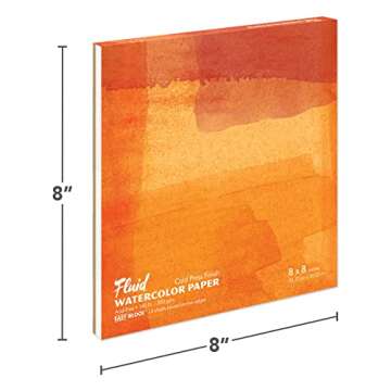 Fluid Artist 140LB Watercolor Paper Block, 8 x 8, Cold Press, 15 Sheets