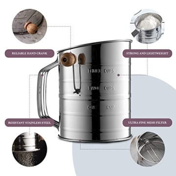 Bellemain 3 Cup Stainless Steel Flour Sifter for Effortless Baking