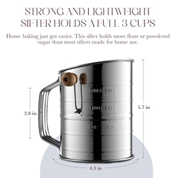 Bellemain 3 Cup Stainless Steel Flour Sifter for Effortless Baking