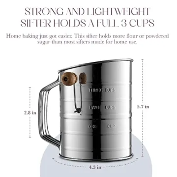 Bellemain 3 Cup Stainless Steel Flour Sifter for Effortless Baking