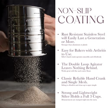 Bellemain 3 Cup Stainless Steel Flour Sifter for Effortless Baking