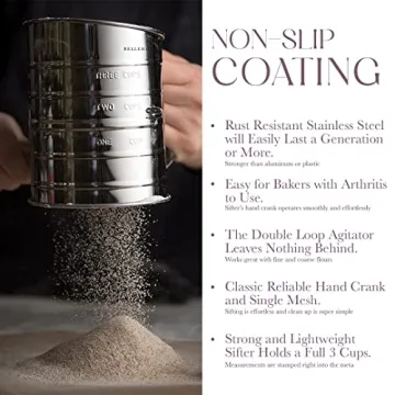 Bellemain 3 Cup Stainless Steel Flour Sifter for Effortless Baking