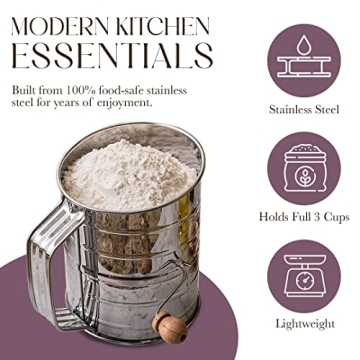 Bellemain 3 Cup Stainless Steel Flour Sifter for Effortless Baking