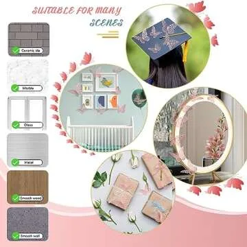 3D Pink Butterfly Wall Decor 3 Sizes 4 Styles Butterfly Party Decorations Cake Decorations Removable Stickers Wall Decor Room Mural Metallic Kids (Pink, 48Pcs)