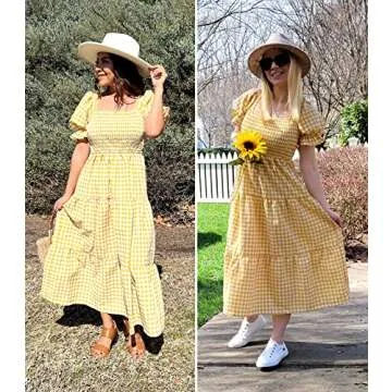 ZESICA Bohemian Summer Ruffle Beach Midi Dress