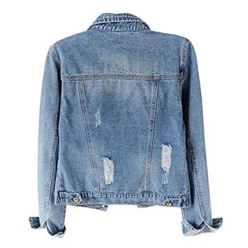 Kedera Womens Denim Jackets Distressed Ripped Long Sleeve Jean Jacket Coats