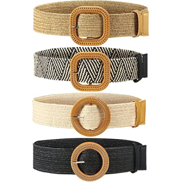 Stylish 4 Pcs Straw Woven Belts for Any Occasion