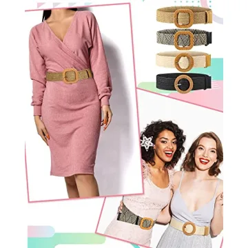 Stylish 4 Pcs Straw Woven Belts for Any Occasion