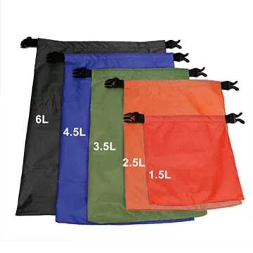 Pimoys 5-Pack Waterproof Dry Bag, Lightweight Dry Sack, Outdoor Ripstop Roll Top Drybags Backpack for Rafting, Boating, Camping, Hiking, Swimming, Beach(1.5L, 2.5L, 3.5L, 4.5L, 6L)