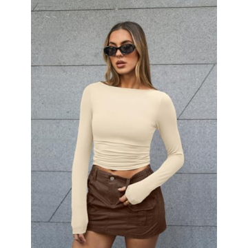 Trendy Queen Women's Boat Neck Tops Soft Stretchy Stylish