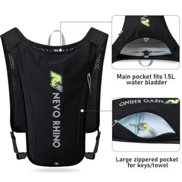 N NEVO RHINO Running Vest,Hydration Vest 5.5L with 1.5L Water Bladder,Lightweight Hydration Pack Water Backpack for Hiking Race