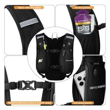 N NEVO RHINO Running Vest,Hydration Vest 5.5L with 1.5L Water Bladder,Lightweight Hydration Pack Water Backpack for Hiking Race