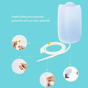 KYZETJD Silicone Enema Kit 2 L Enema Bag 6.3ft. Long Silicone Hose 3 Multi-Size Reusable Tips Controlled Water Flow for Colon Detox Cleanse Enemas