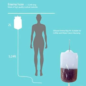 KYZETJD Silicone Enema Kit 2 L Enema Bag 6.3ft. Long Silicone Hose 3 Multi-Size Reusable Tips Controlled Water Flow for Colon Detox Cleanse Enemas