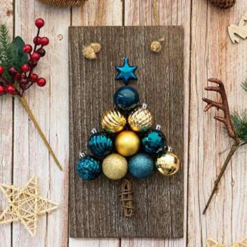 KI Store Blue Christmas Balls 34pcs 1.57-Inch Small Christmas Tree Decoration Ornaments for Xmas Tree Holiday Wreath Garland Decor Ornaments Hooks Included