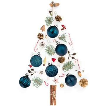KI Store Blue Christmas Balls 34pcs 1.57-Inch Small Christmas Tree Decoration Ornaments for Xmas Tree Holiday Wreath Garland Decor Ornaments Hooks Included
