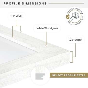 MCS Studio Gallery 16x24 Poster Frame White Woodgrain, Vertical & Horizontal Wall Hanging Large Picture Frame for Photos, Posters & Art Prints (1-Pack)