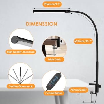 ShineTech LED Desk Lamp with Clamp for Home Office