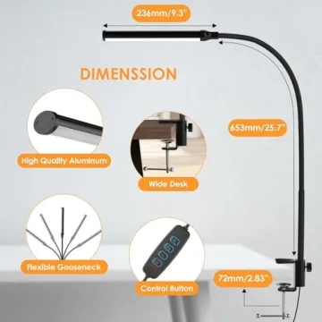 ShineTech LED Desk Lamp with Clamp for Home Office