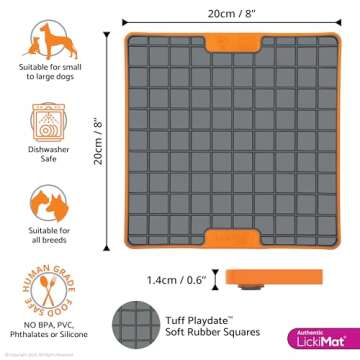 LickiMat Tuff, Heavy-Duty Playdate, Dog Slow Feeder Lick Mat, Boredom Anxiety Reducer; Perfect for F...