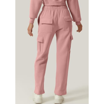 QINSEN Women's Fleece Cargo Pants - Warm Winter Elastic Waist
