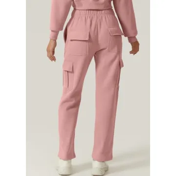 QINSEN Women's Fleece Cargo Pants - Warm Winter Elastic Waist