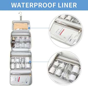 SHENHU Toiletry Bag with Hanging Hook Water-resistant Makeup Cosmetic Bag Travel Organizer Case for Women Beige