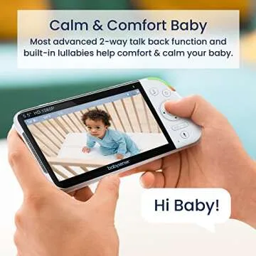 Babysense 5.5” 1080p Full HD Split-Screen Baby Monitor, Video Baby Monitor with 2 Cameras and Audio, 6-Color RGB Night Light, 1000ft Range, Two-Way Audio, 4X Zoom, 5000mAh Battery