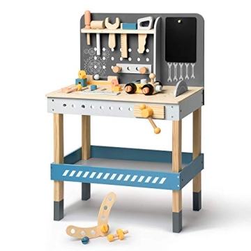 ROHUD Wooden Tool Workbench Set for Kids 3-7 Years