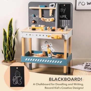 ROHUD Wooden Tool Workbench Set for Kids 3-7 Years