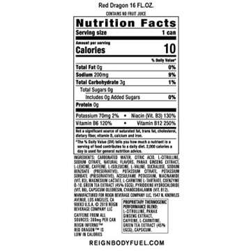 Reign Inferno Red Dragon, Thermogenic Fuel, Fitness and Performance Drink, 16 Fl Oz (Pack of 12)