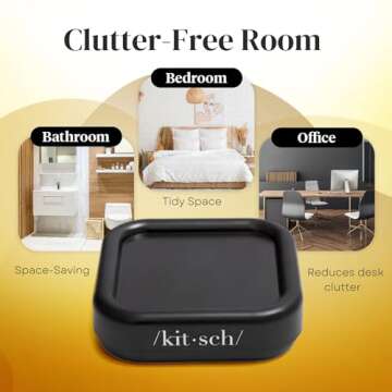 Kitsch Magnetic Bobby Pin Holder - Magnetic Pin Cushion for Desk | Magnetic Pin Holder for Paper Clips | Bobby Pin Magnetic Holder | Magnet Bobby Pin Holder | Vegan Materials, 1pc (Black)