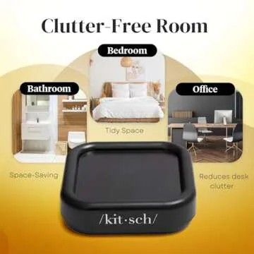 Kitsch Magnetic Bobby Pin Holder - Magnetic Pin Cushion for Desk | Magnetic Pin Holder for Paper Clips | Bobby Pin Magnetic Holder | Magnet Bobby Pin Holder | Vegan Materials, 1pc (Black)