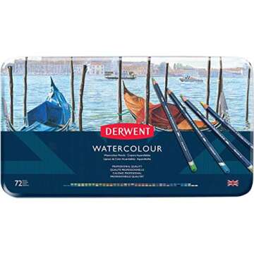 Derwent Colored Pencils, WaterColour, Water Color Pencils, Drawing, Art, Metal Tin, 72 Count (32889)