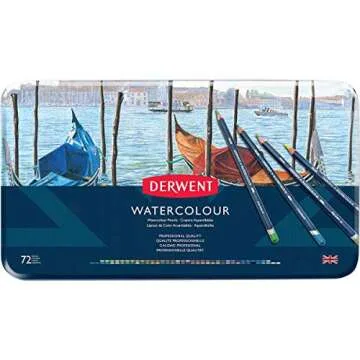 Derwent Watercolour Pencils - 72 Count in Metal Tin for Vibrant Creativity