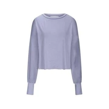 Sweatshirt for Women Trendy Fall Crewneck Long Sleeve Cutout Back Cross Hem Pullover Loose Casual Aesthetic Y2k Tops