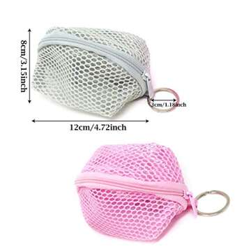 Honbay 2PCS Mesh Makeup Sponge Holder Containers Small Cosmetic Travel Zippered Toiletry Bags with Keyring for Makeup Sponge Puff Lipstick Keys Headphones
