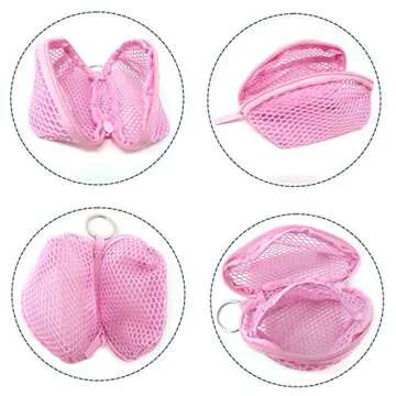 Honbay 2PCS Mesh Makeup Sponge Holder Containers Small Cosmetic Travel Zippered Toiletry Bags with Keyring for Makeup Sponge Puff Lipstick Keys Headphones