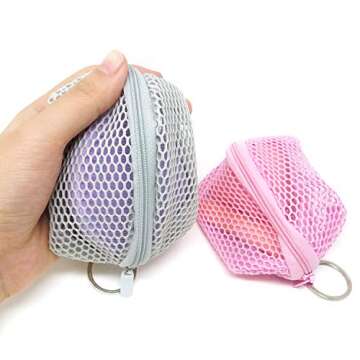 Honbay 2PCS Mesh Makeup Sponge Holder Containers Small Cosmetic Travel Zippered Toiletry Bags with Keyring for Makeup Sponge Puff Lipstick Keys Headphones