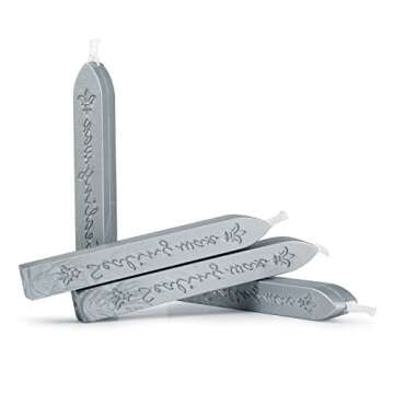 Mceal Sealing Wax Stick Set with Wick - Retro 10 Pieces Pack in Silver Grey