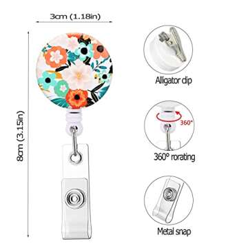 Knocent Badge Reel Retractable Badge Holder,Cute Nurse Badge Reels Badge Clip for Nurse Name Decorat...