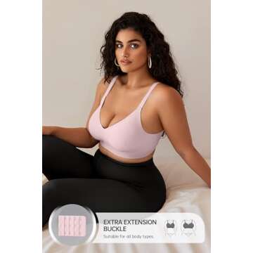 OEAK Women Comfortable Push Up Bras Wireless Seamless Full Coverage Bra Buttery Soft Everyday Tshirt Bra Convertible Bra Pink,M