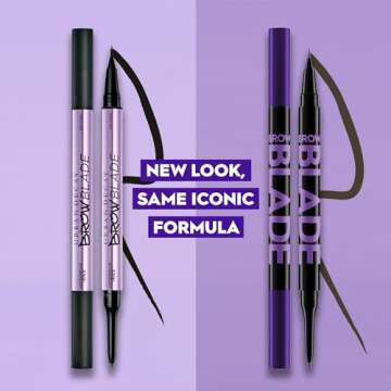 Urban Decay Brow Blade 2-in-1 Eyebrow Pen & Waterproof Pencil (Blackout - Soft Black), Smudge-proof, Transfer-resistant, Ink Stain & Creamy Brow Pencil, Vegan, Cruelty-free - 0.01 oz