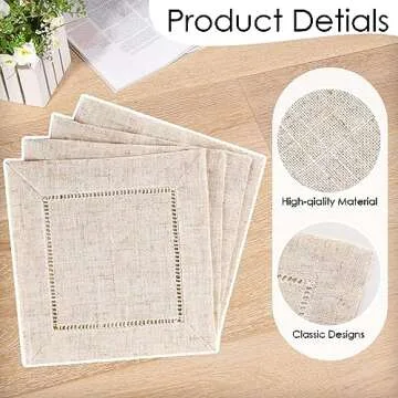 Reusable Linen Cocktail Napkins: 80 Pieces for Events