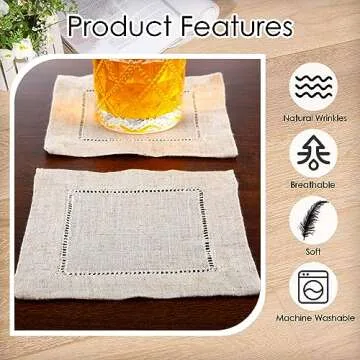 Reusable Linen Cocktail Napkins: 80 Pieces for Events