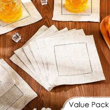 Reusable Linen Cocktail Napkins: 80 Pieces for Events