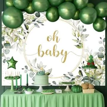 Mocsicka Greenery Baby Shower Backdrop - Stunning Eucalyptus Theme (7x5ft)