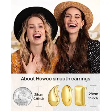 Howoo Gold Stud Earrings Set for Women - Elegant Designs