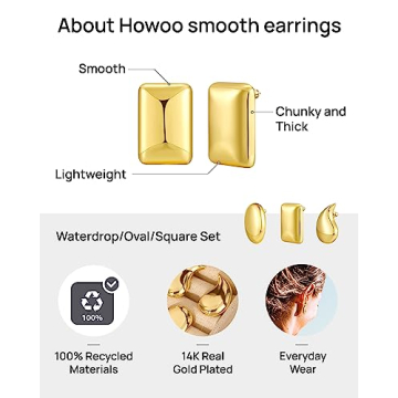 Howoo Gold Stud Earrings Set for Women - Elegant Designs